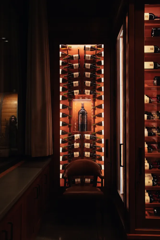 glowing wine cellar wall